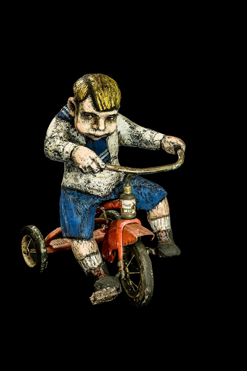 Rascal,
Papier-mâché, metal and wood,
26 x 20 x 21"