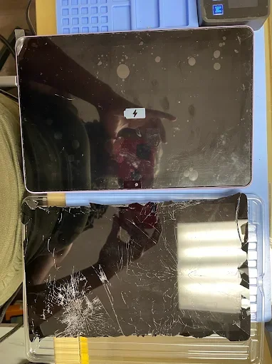 Before and after IPad 9 screen replacement