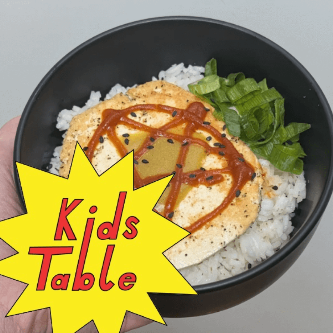 Kids Table logo over image of a Filipino breakfast bowl