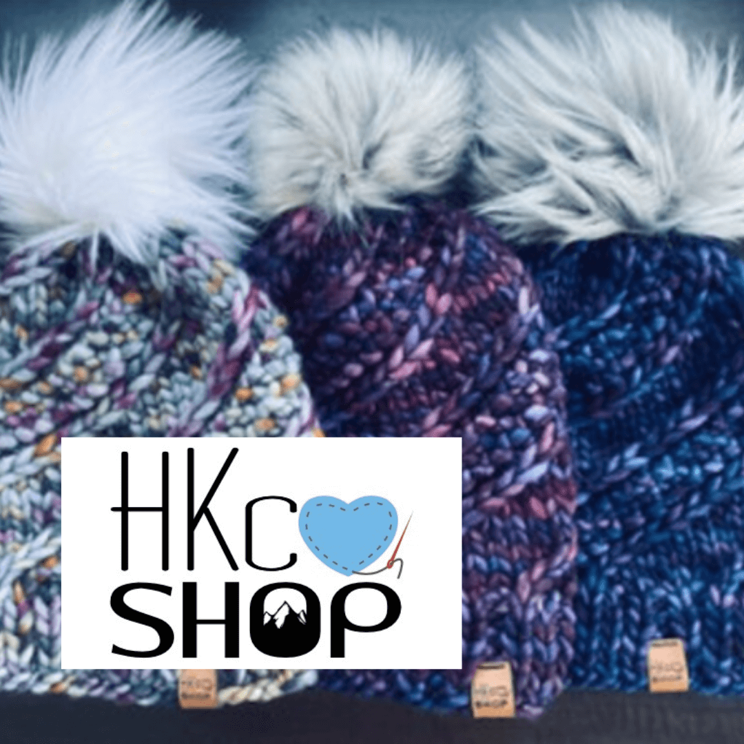 HKCO Shop logo over image of cozy knitted winter hats