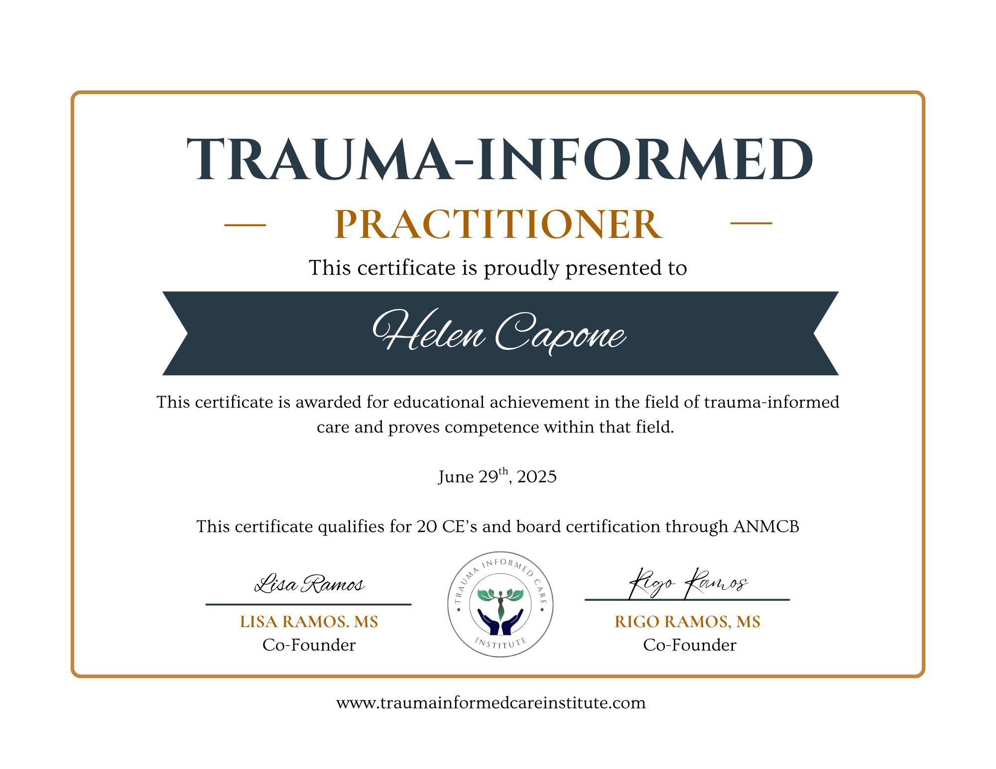 Helen Capone - Trauma Informed Care Certificate .png