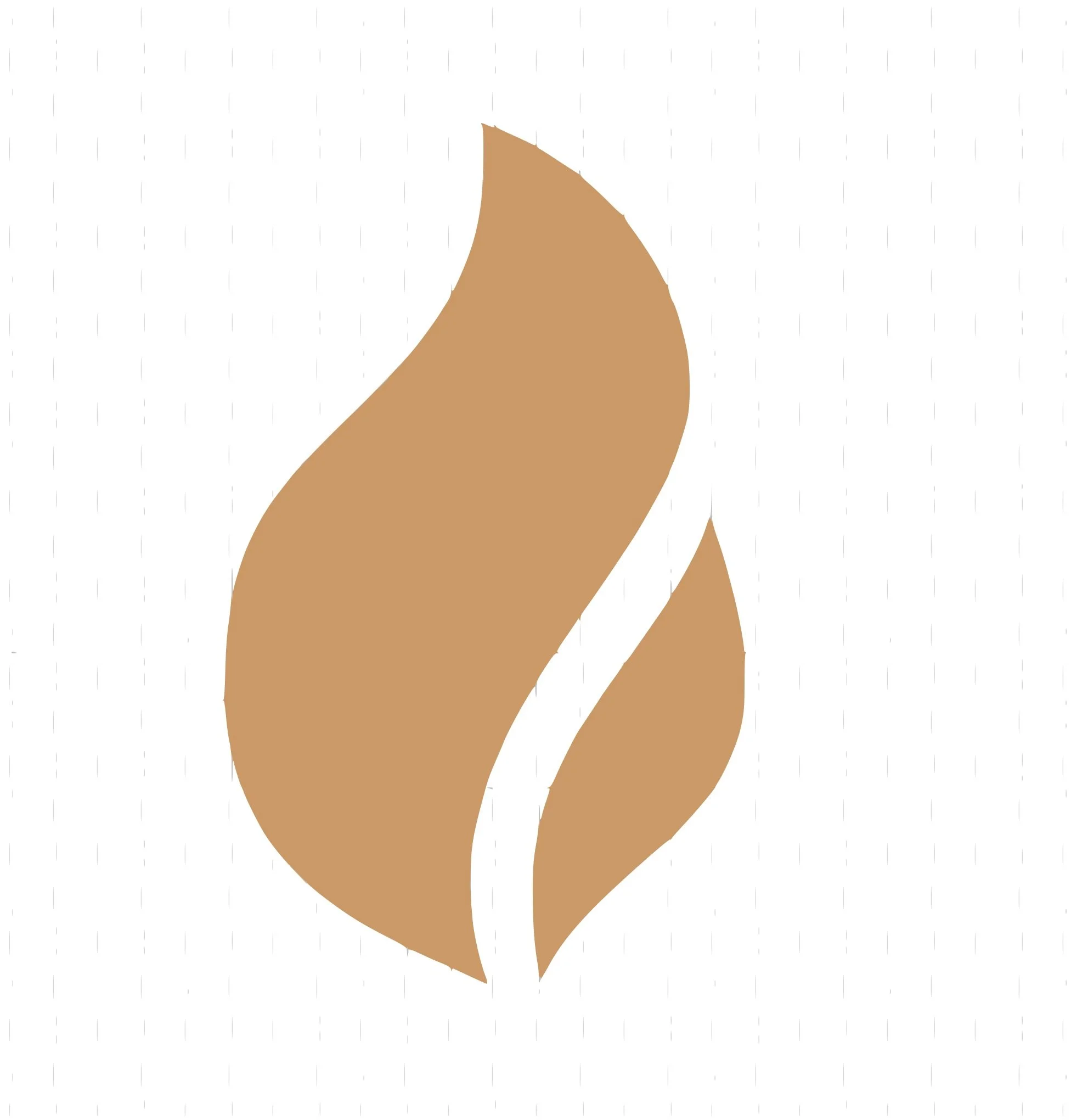Stylized brown coffee bean logo with white accents