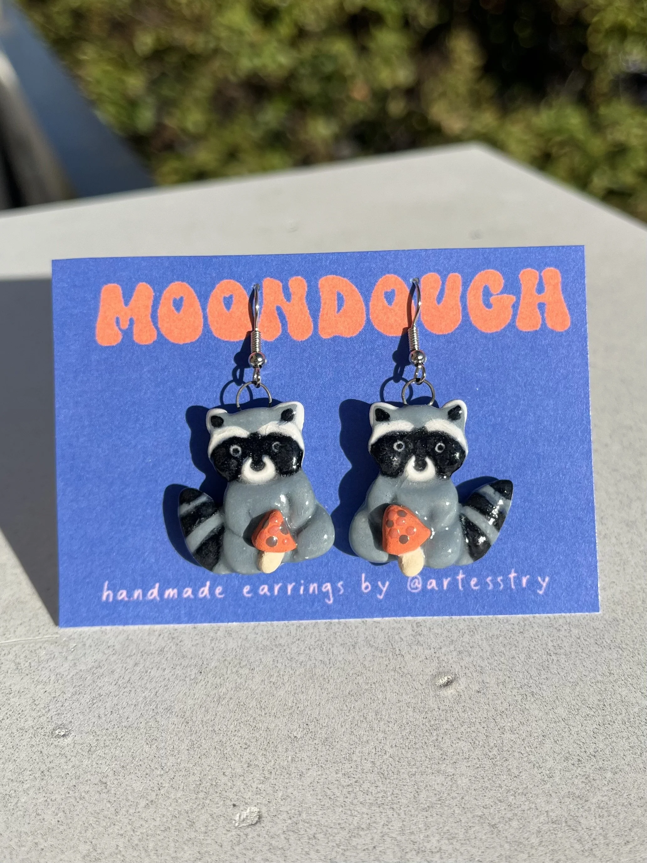 Raccoon Mushroom Earrings