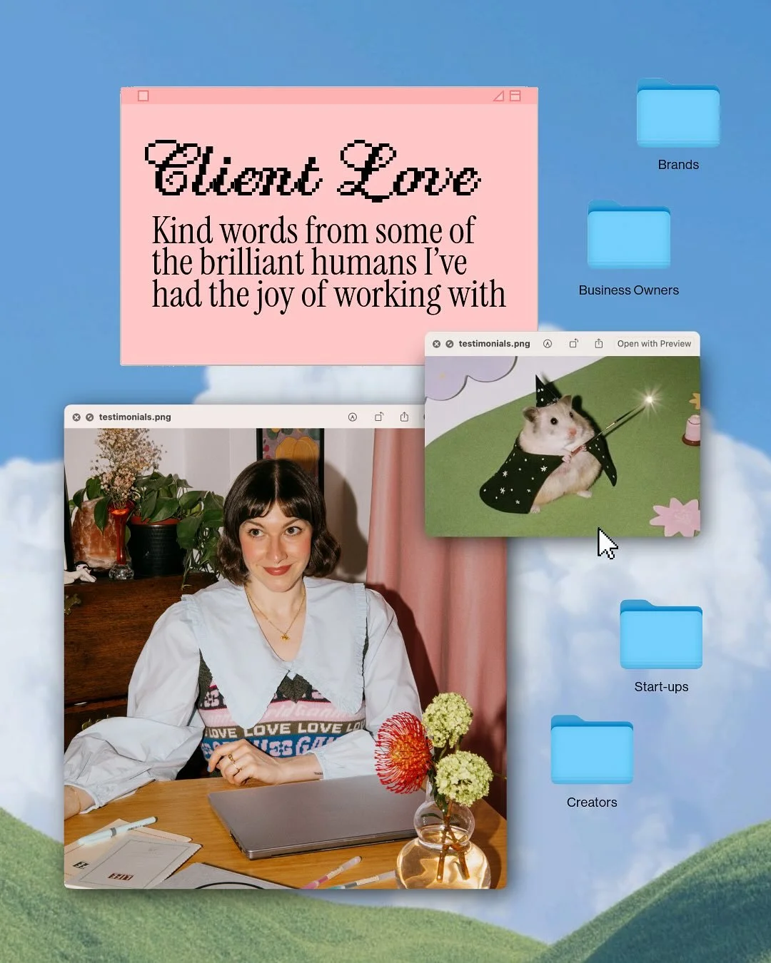 I&rsquo;m so proud of the collection of super kind and creative clients I&rsquo;ve worked with over the years 🥹 here are some of their kind words shared upon wrapping up their projects 💗

If you&rsquo;re in need of some support from a creative pers