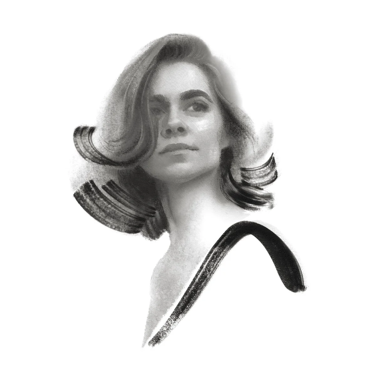 Retrato en blanco y negro de mujer