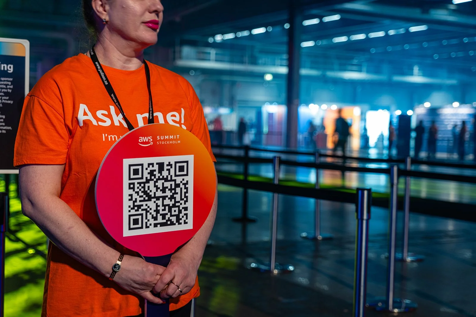 Event host waiting to receive guests in Stockholm 