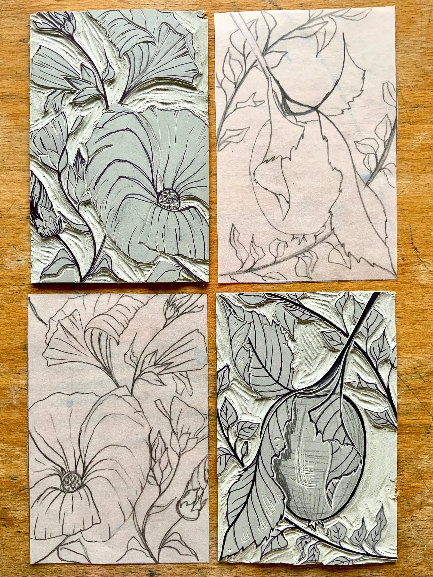 Drew these out last month. A bit of mallow and a tasty apple. I&rsquo;ve actually printed the mallow already - a 2 layer reduction and in this heat it will be dry in no time. It&rsquo;s soo satisfying doing this little prints in between my big ones. 