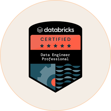 Databricks Certified Data Engineer Professional badge — every SunnyData engineer brings certified credentials to your data engineering engagement from day one