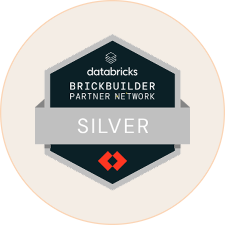 Databricks BrickBuilder Silver Partner Network badge — proprietary accelerators built natively on Databricks for faster time to value