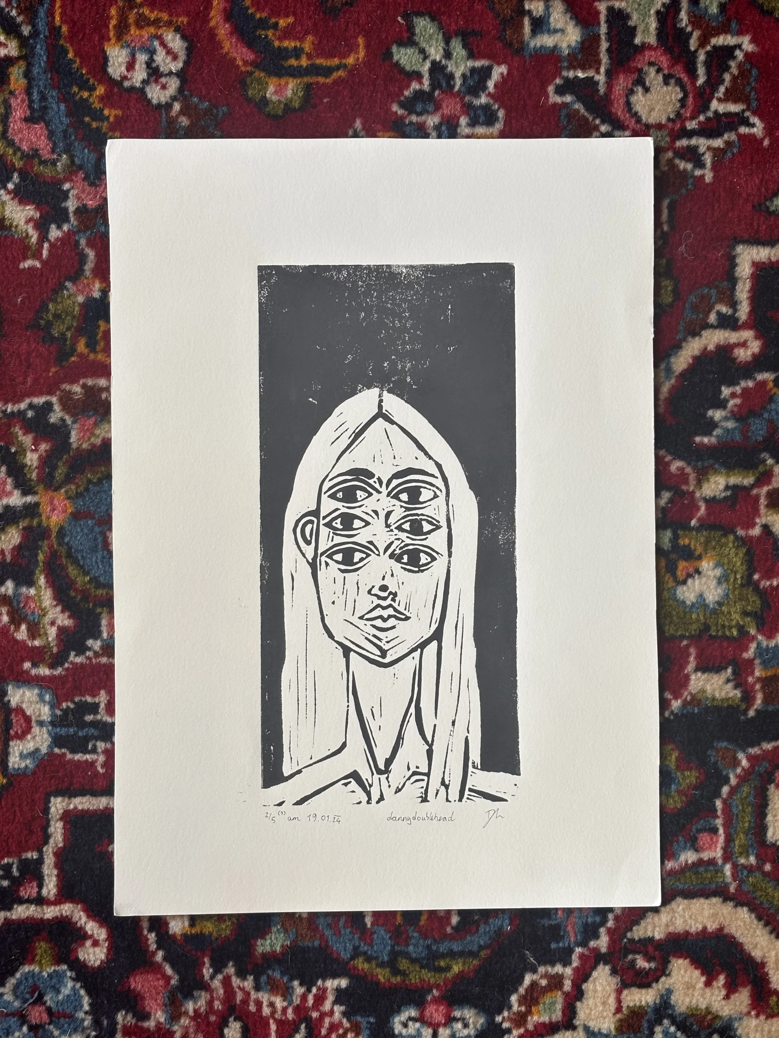 Linoldruck A4: Vielseherin