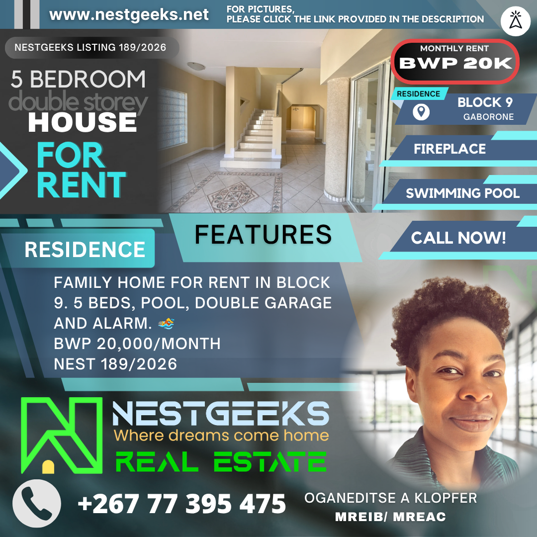 5 Bedroom House for Rent in Block 9, Gaborone – Nest 189/2026