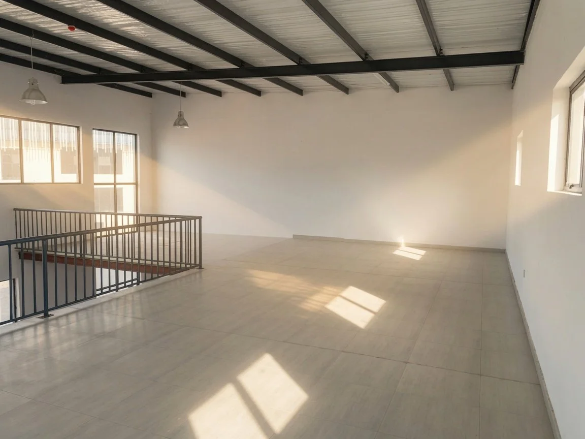 Bright upper level galery commercial space with high ceiling and large windows at Setlhoa Gaborone for sale. Ideal for workshop, retail, manufacturing industry, art gallery or gym.