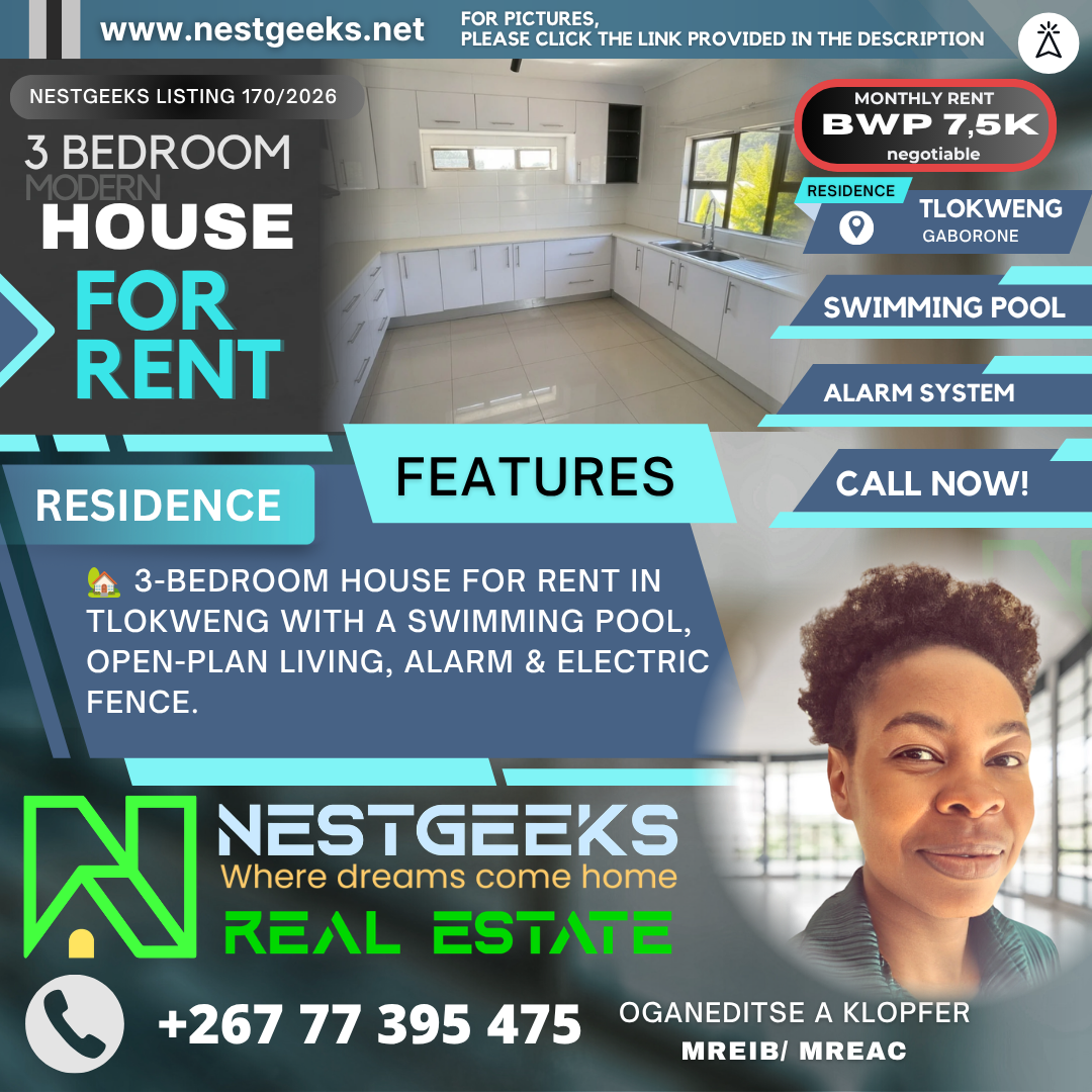3 Bedroom Home with Swimming Pool in Tlokweng – Nest 170/2026