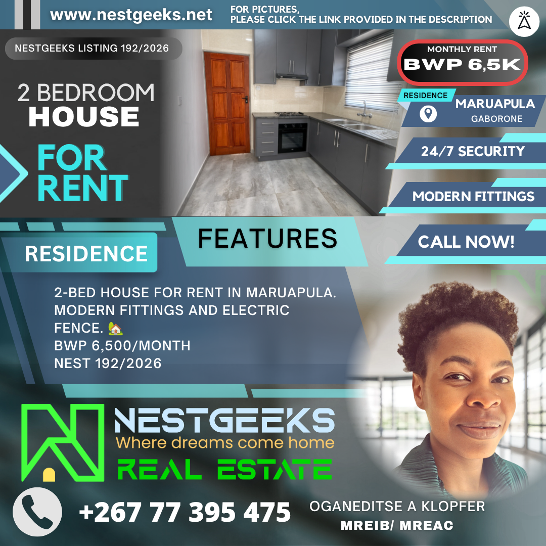 2 Bedroom House for Rent in Maruapula – Nest 192/2026