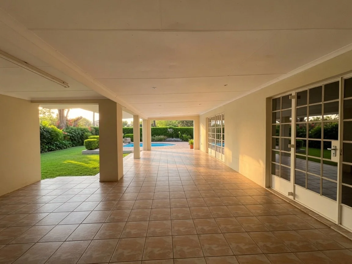 Veranda and garden at an elegant 3 Bedroom Home with Pool in Phakalane – Nest 169/2026