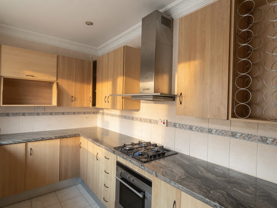 Kitchen with Gas stove at an elegant 3 Bedroom Home with Pool in Phakalane – Nest 169/2026
