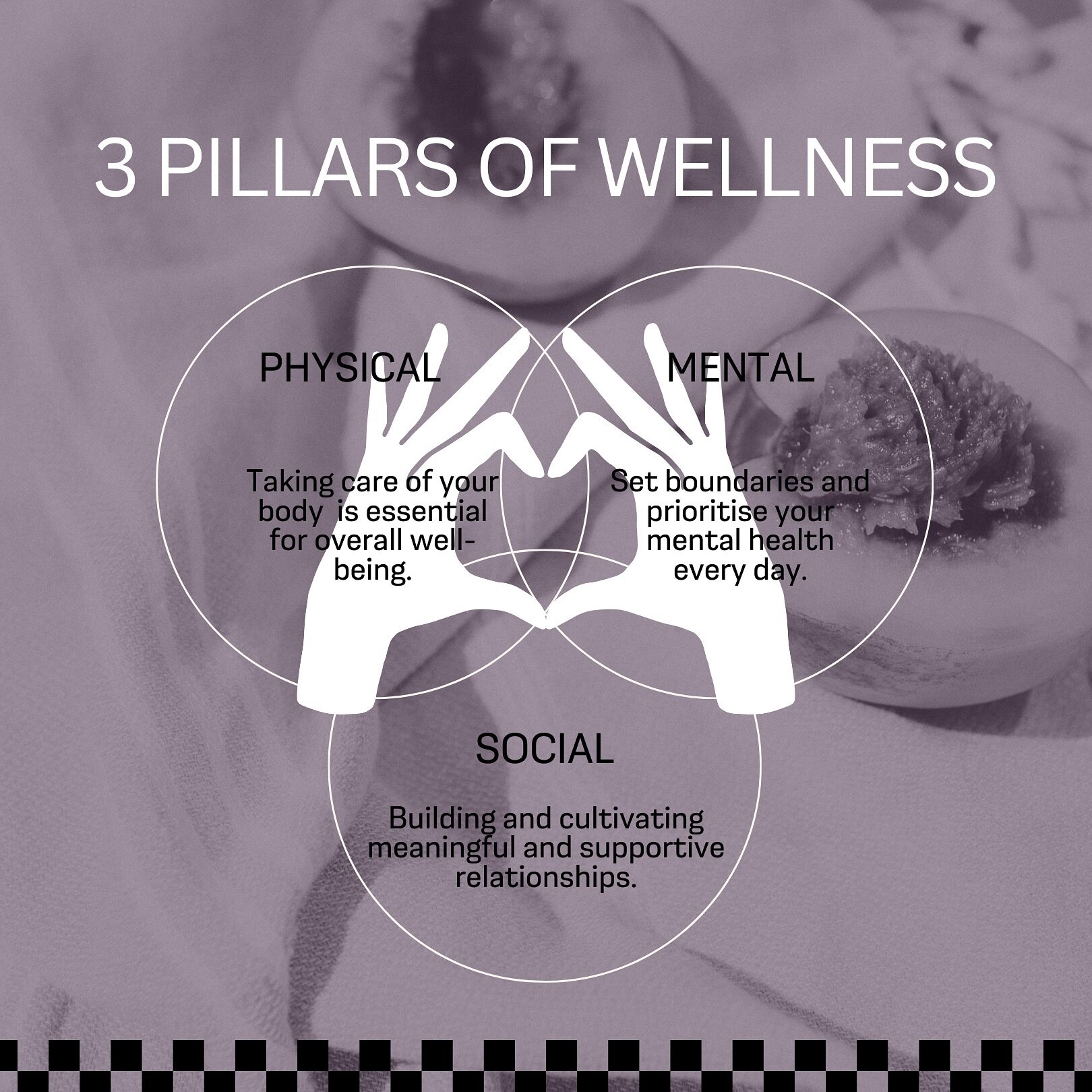 We should all be prioritising the three pillars of Wellness&hellip;..

* Physical 
* Mental
* Social 

By looking after and maintaining these three pillars of wellbeing, we can experience:

* Improved quality of life
* Increased productivity
* Enhanc