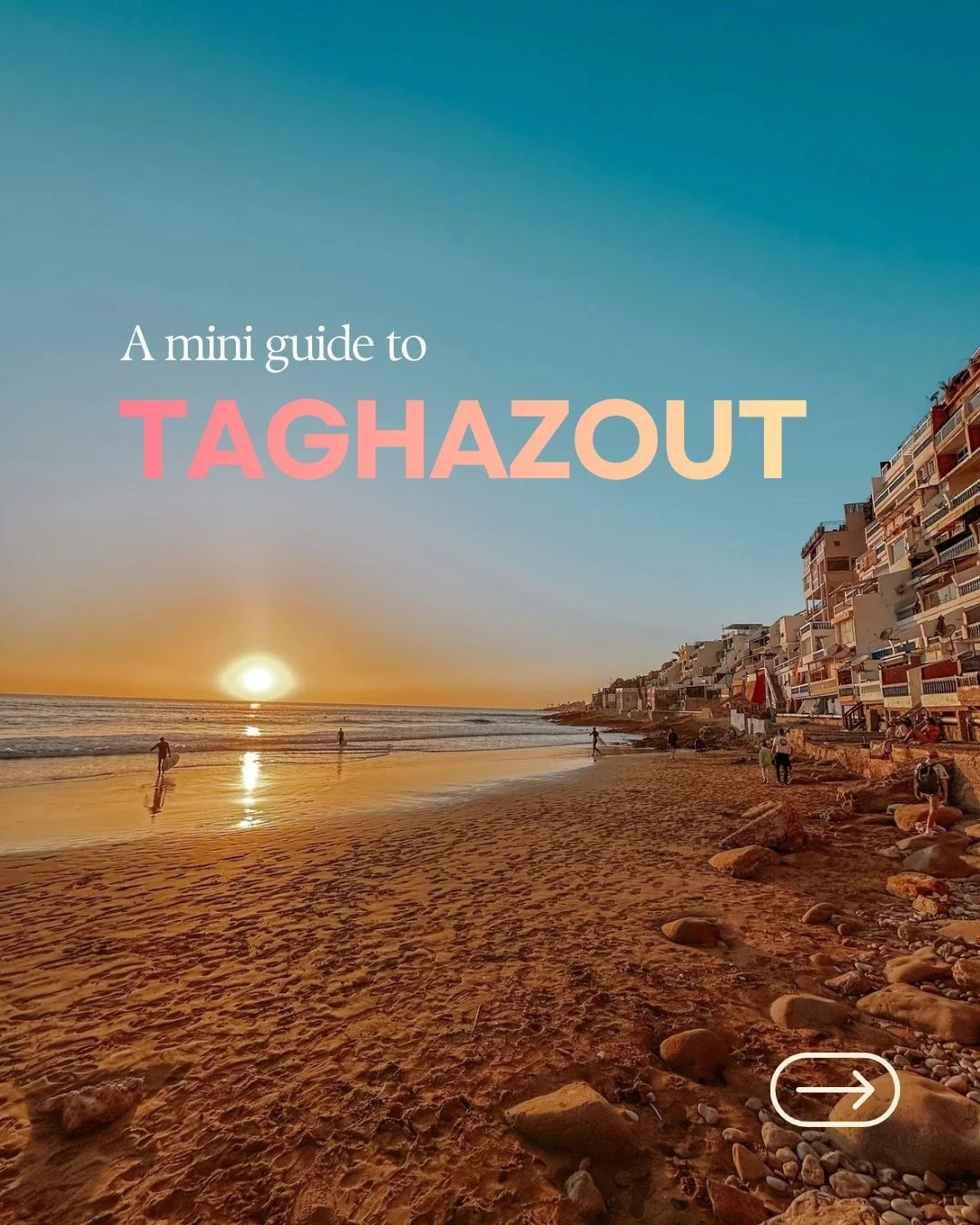 A mini guide to Taghazout, Morocco. Save for your next trip 🇲🇦 ⬇️

✈️ Fly to Agadir (45 minutes from Taghazout) 

🏨 STAY
@mungaguesthouse
@surfmaroc 
@wow_surfhouse
@dfrostsurfandyoga

🍽️ EAT
@wow_surfhouse 
@windybaytaghazout
@kitchenclubtaghazo