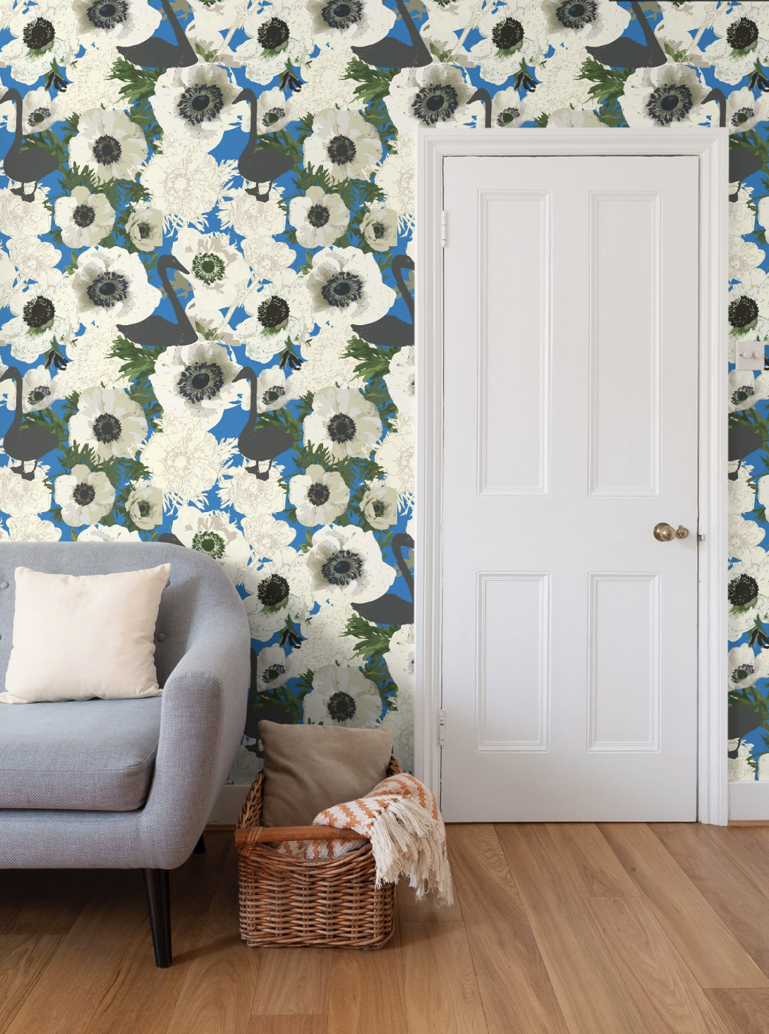 Anemone Swan Wallpaper - Jen Sutherland Studio