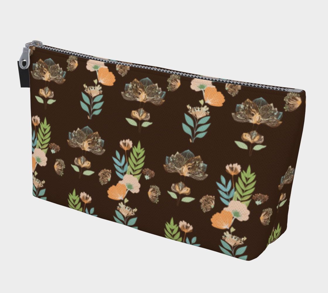 Boho Botanical Brown Makeup Bag