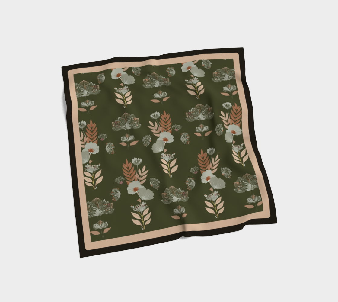 Boho Botanical 16" Square Scarf Olive
