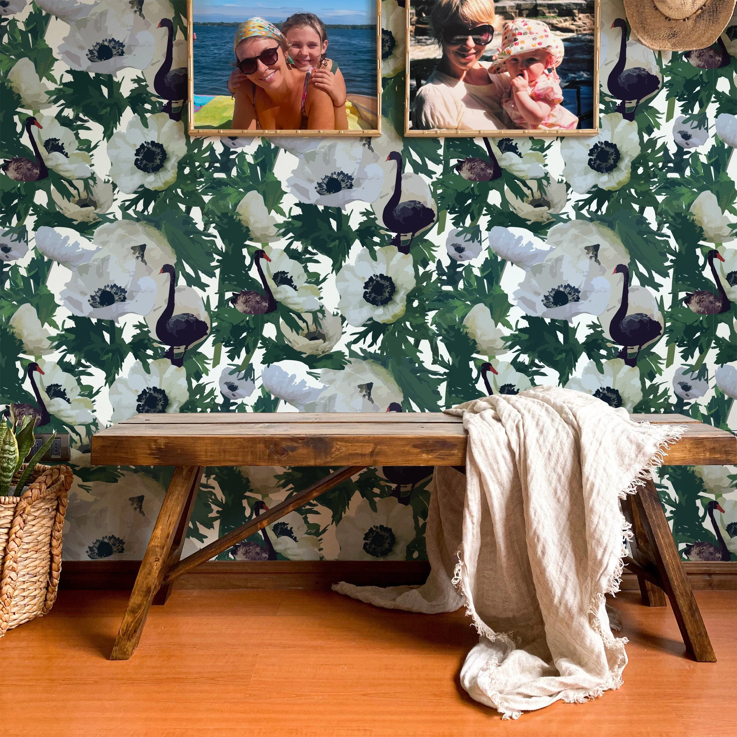 Anemone Swan Collage Wallpaper