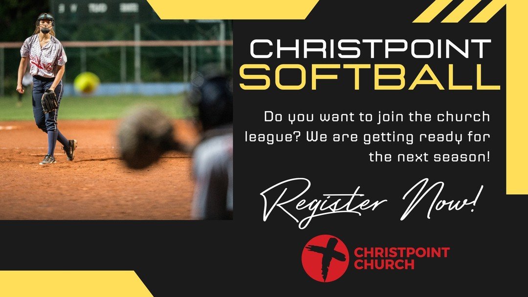 Want to help us win? Get registered for our softball team! Practice dates will be announced soon.

https://christpointlive.churchcenter.com/registrations/events/2273615