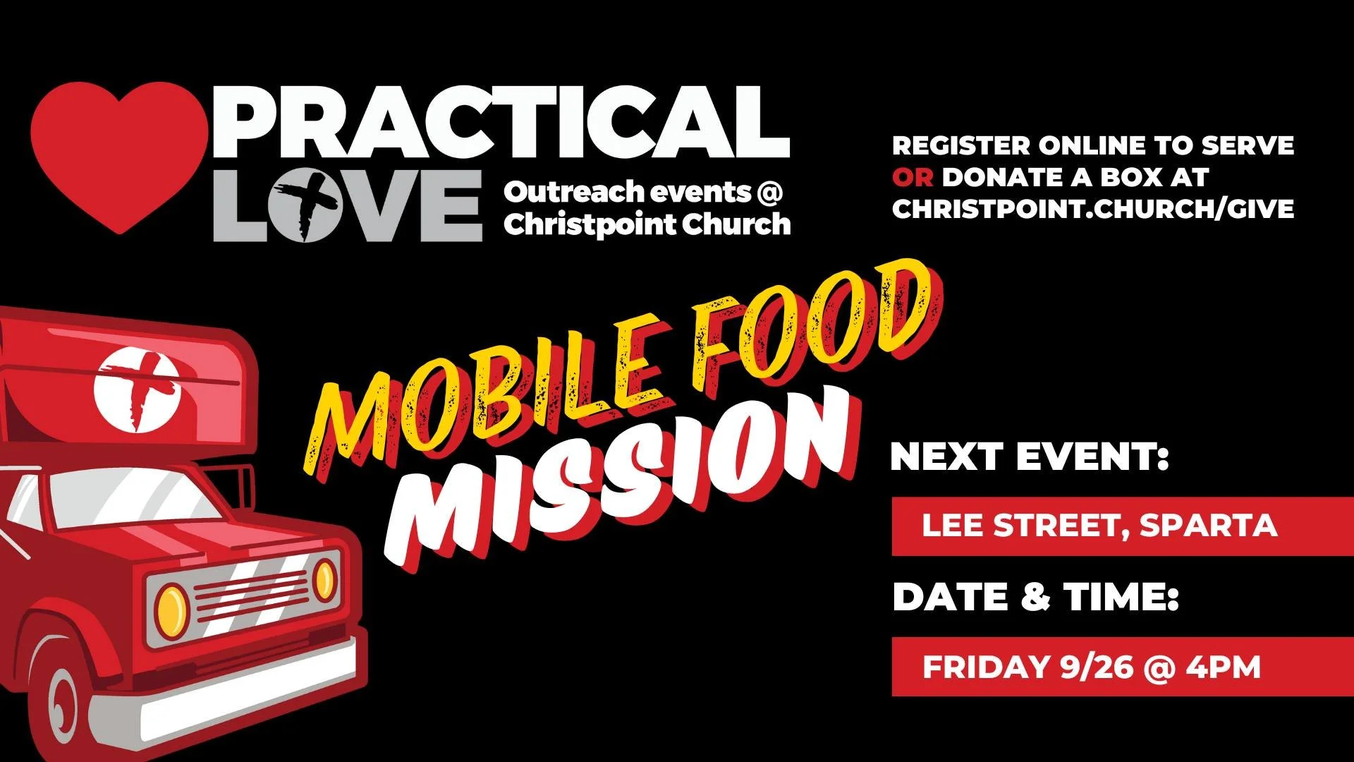 Our Practical Love team will be teaming up with Relentless Faith Ministries for a block party on September 26th. You do not want to miss the opportunity to be a part of this amazing outreach event!

https://christpointlive.churchcenter.com/registrati