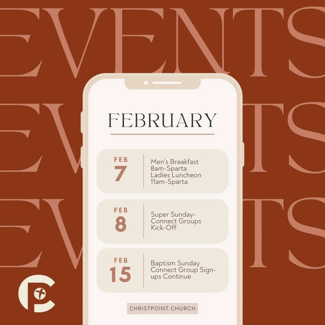 🚨 This Weekend = Double the fun! 🚨
 2/7 Men&rsquo;s Breakfast &mdash; 8AM at Sparta Campus
 2/7 Sisterhood Luncheon &mdash; 11AM at Sparta Campus
2/8 Bring a friend for SUPER Sunday-THIS Sunday with Connect Groups kicking off! 
So many opportunitie