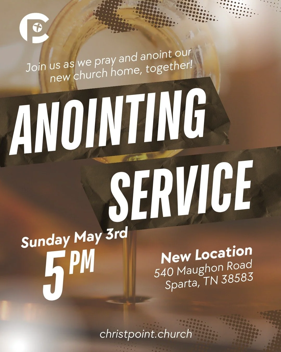 Tomorrow is a special day.
Join us Sunday, May 3rd at 5PM at our new location (640 Maughon Road) as we come together to pray over, dedicate, and anoint our new church home.
With worship, prayer, food, and fellowship, we&rsquo;ll celebrate all God has
