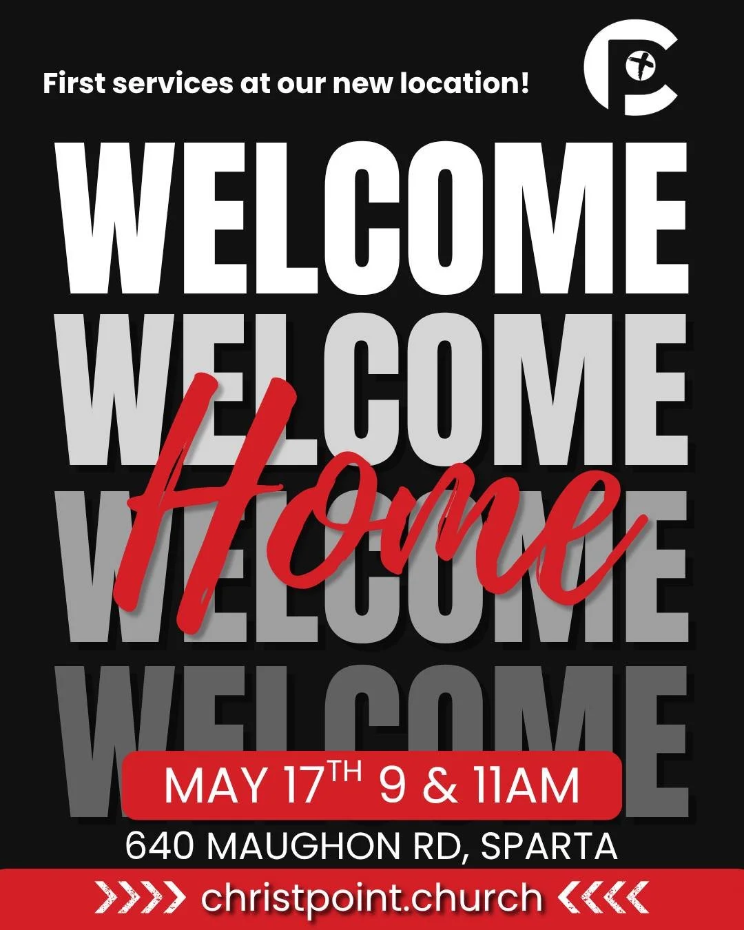 Our very first services at our NEW LOCATION start TOMORROW May 17th, 2026! 
We are so excited to welcome you HOME! 
New Address: 640 Maughon Road, Sparta
Service Times: 9 &amp; 11am