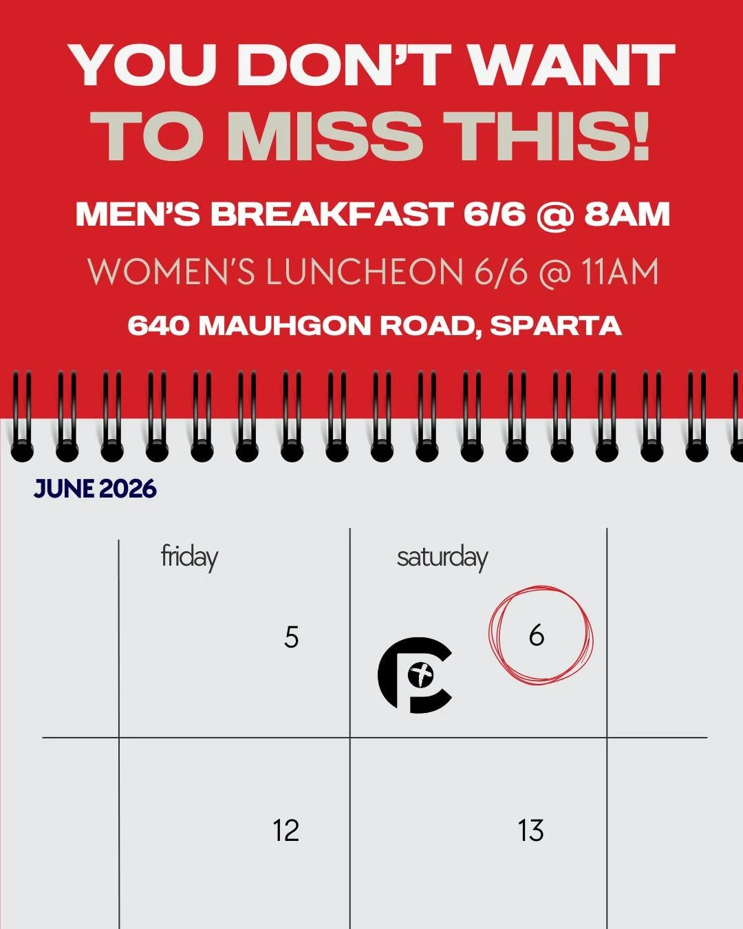 Saturday at the Point is going to be a great day, and you won't want to miss it! 🙌
☕ Men, start your morning with breakfast and fellowship at 8AM.
🥗 Ladies, join us at 11AM for our Women's Luncheon&mdash;a special time of connection, encouragement,