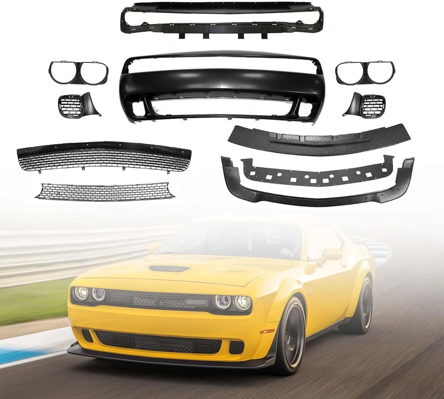 Challenger Hellcat style front bumper assembly 2015-2023