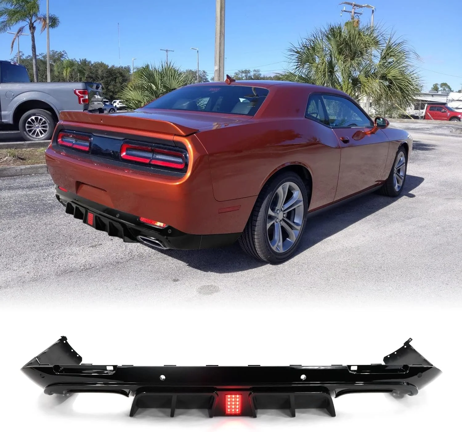 Challenger Rear Gloss Black Diffuser with Brake and Running Light