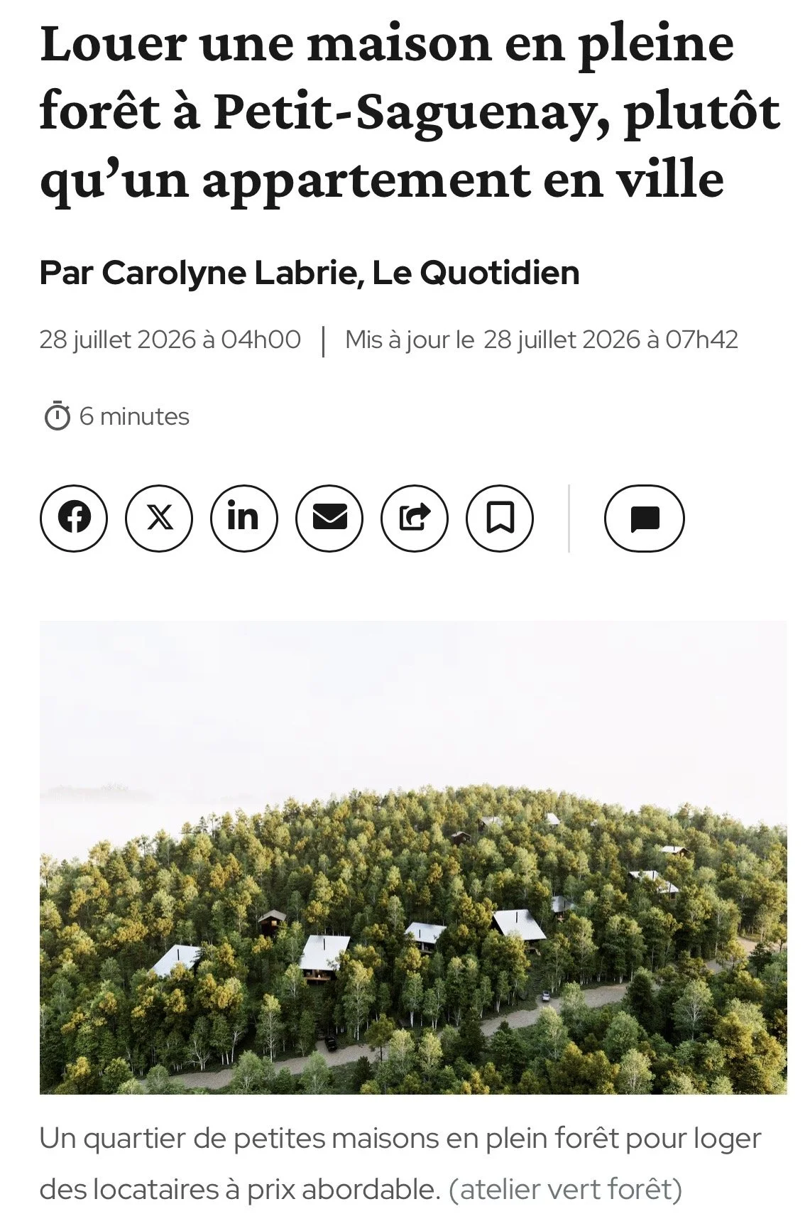 Forêt-Mixte dans Le Quotidien : une réflexion sur l’habitation abordable en région