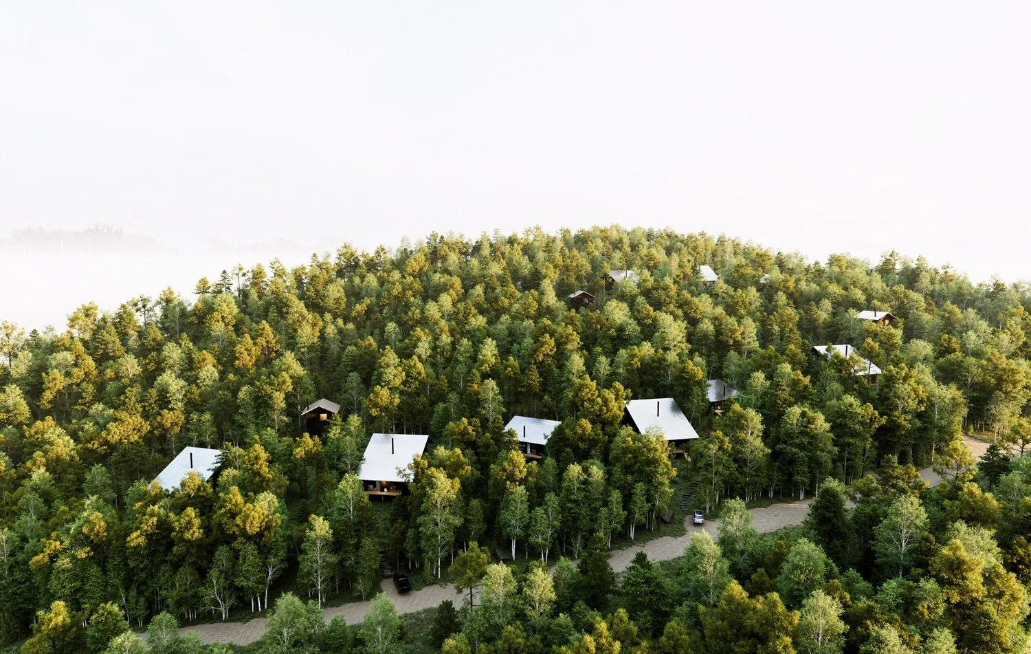Vue aérienne du site du projet Forêt-Mixte à Petit-Saguenay