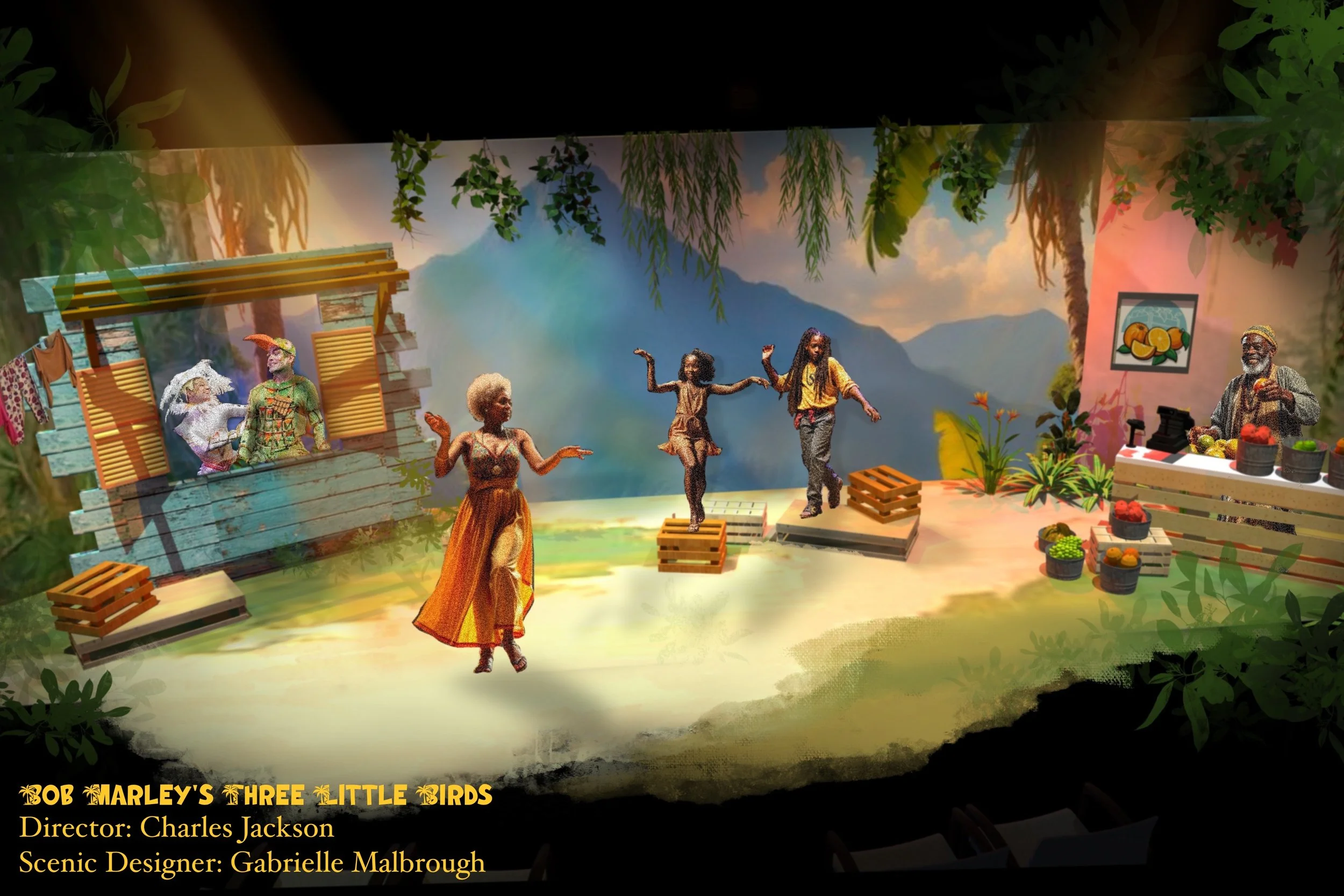 Bob Marley's Three Little Birds - Scenic Design (Jubilee Theatre 25')