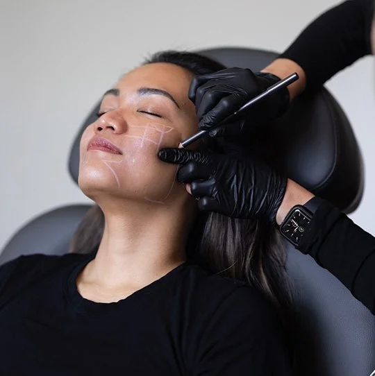 A woman getting medical services