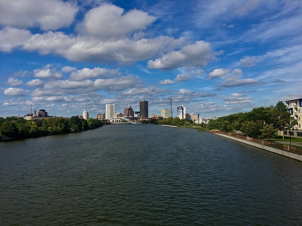 Genesee River and downtown Rochester skyline, New York