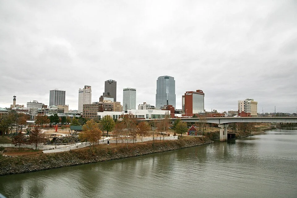 Little Rock skyline beside the Arkansas River