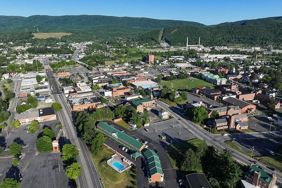 Aerial view of downtown Waynesboro, Virginia