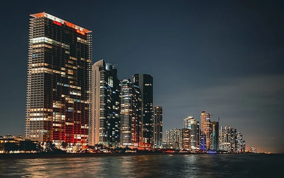 Miami, Florida skyline seen from the water