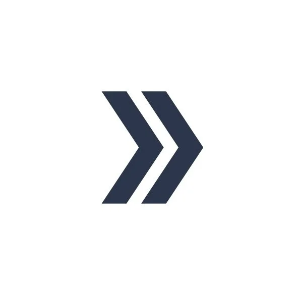 Two rightward pointing black arrows side by side on a white background.