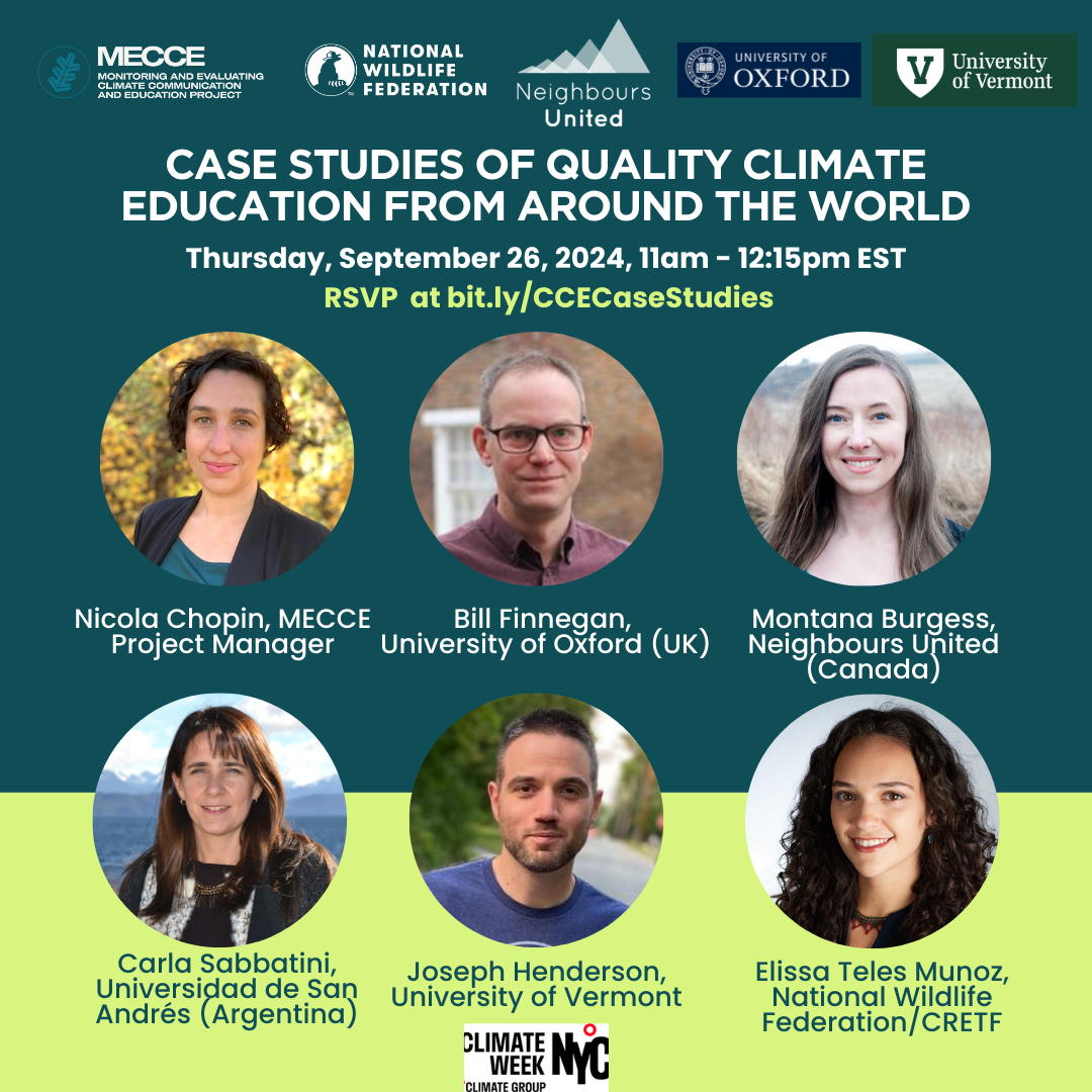 Climate Week NYC: Case Studies of Quality Climate Education from Around the World (webinar co-hosted by CRETF and MECCE)