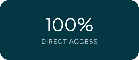 Digital screen displaying '100% Direct Access' in white text on a dark background.