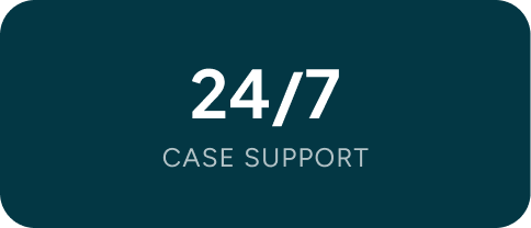 Text reading '24/7 CASE SUPPORT' on a dark background.