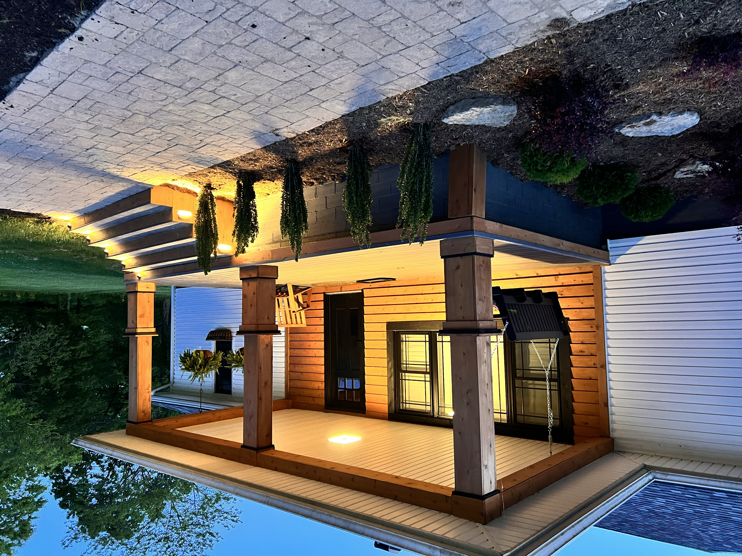 Well lit welcoming entrance to the original ranch house