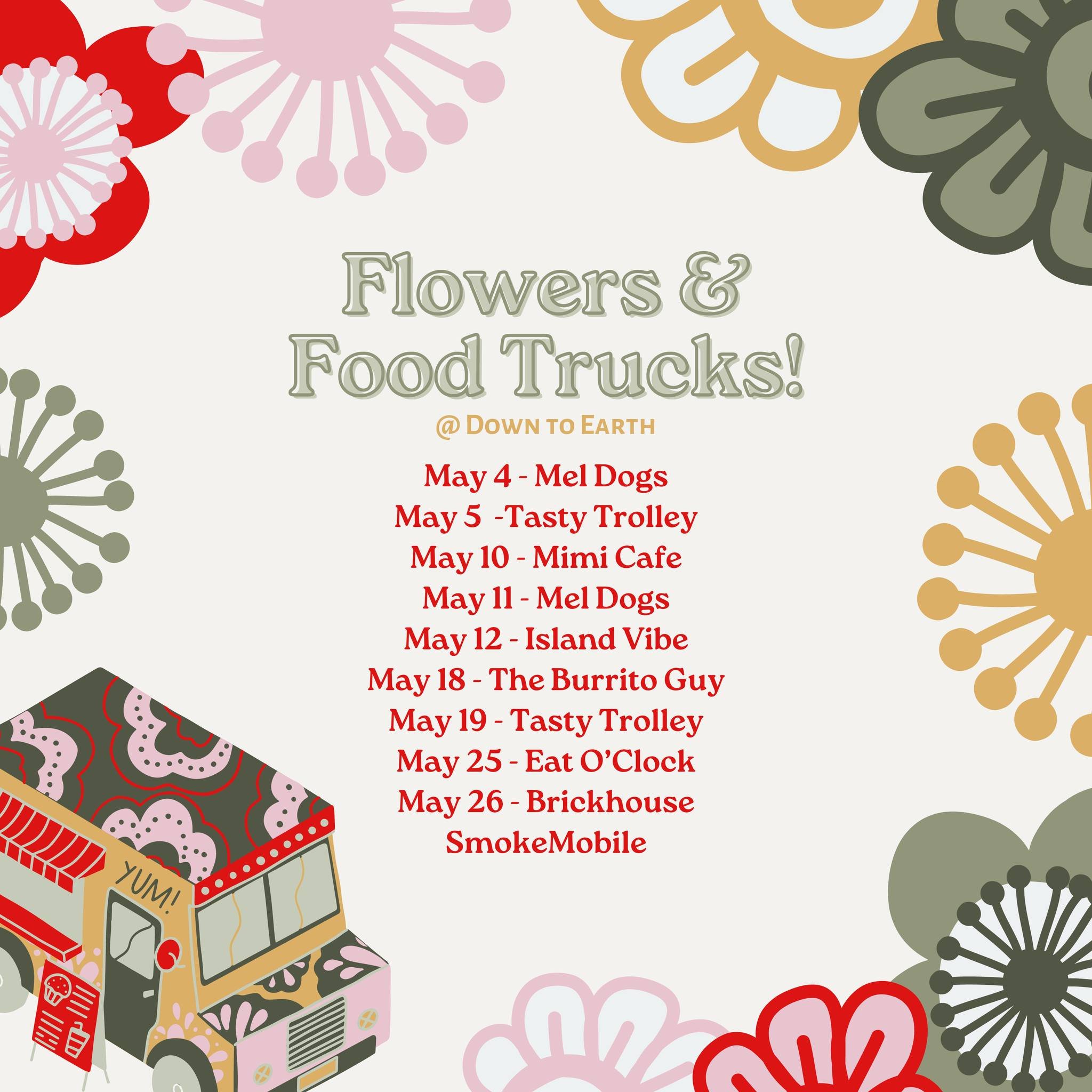 Full Flowers + Food Trucks Schedule for May!!

What a great way to kick off Summer! ☀

#eauclaire #downtoearth #flowersandfoodtrucks #foodtruckseauclaire