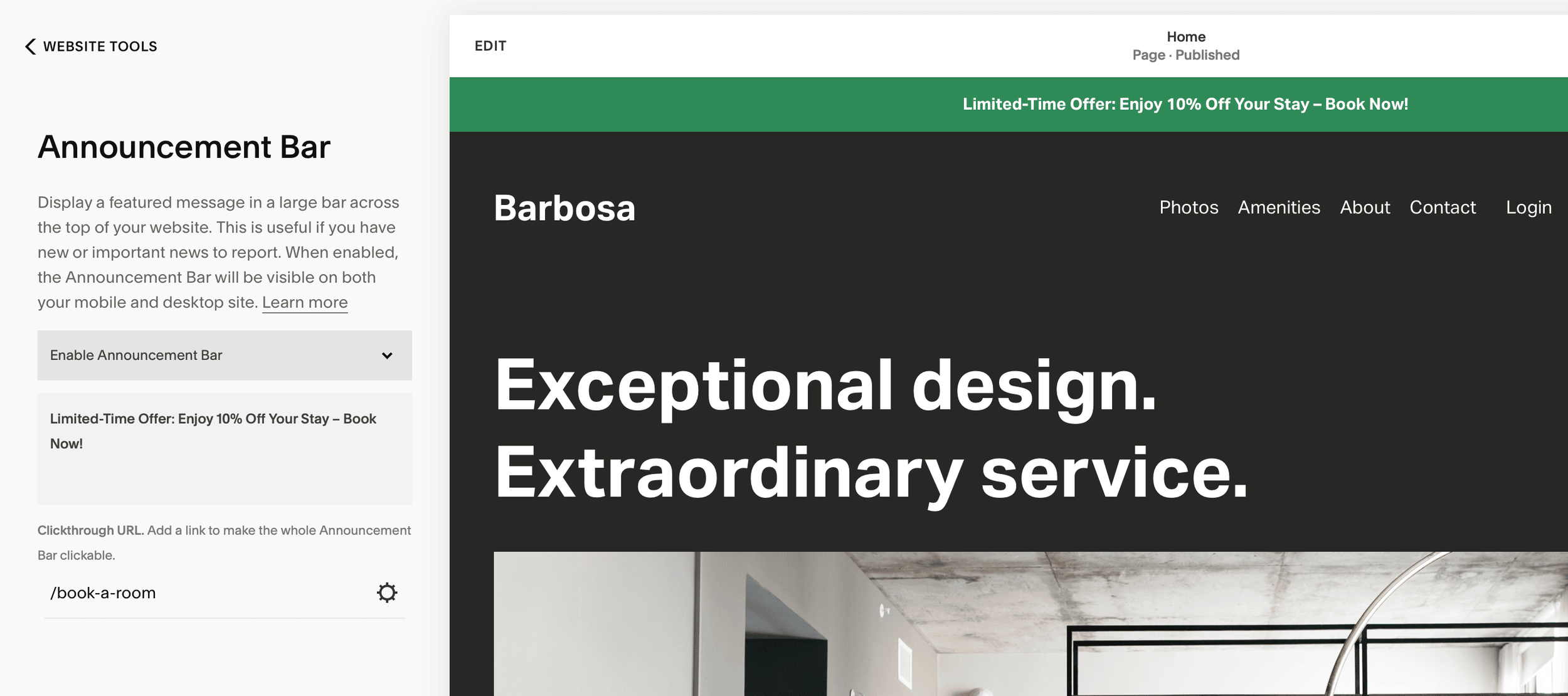 How to Add an Announcement Bar in Squarespace 7.1