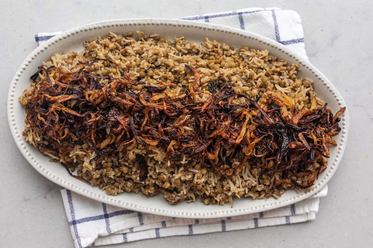 Lebanese Mujadara (rice and lentil dish)
